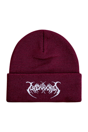 BURGUNDY & WHITE BAT BEANIE