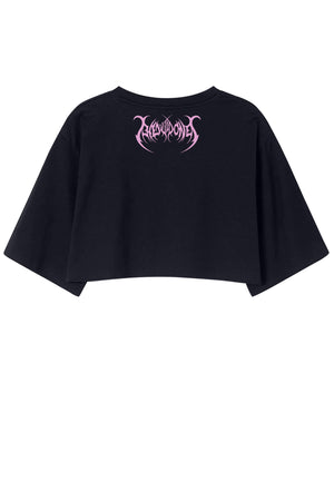 PINK BATS FLYING AT NIGHT CROP TOP