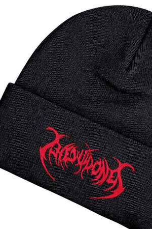 BLACK & RED BAT BEANIE